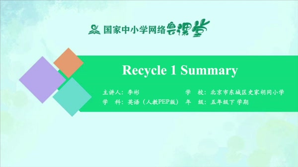 Recycle 1 Summary 
