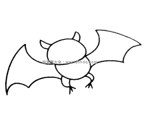 蝙蝠简笔画步骤3