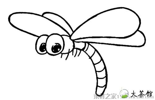 蜻蜓简笔画图片-昆虫简笔画-大茶馆