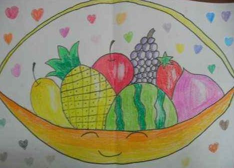 水果蜡笔画