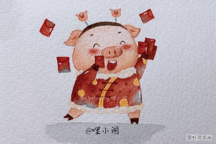 九只小猪贺新年插画图片9