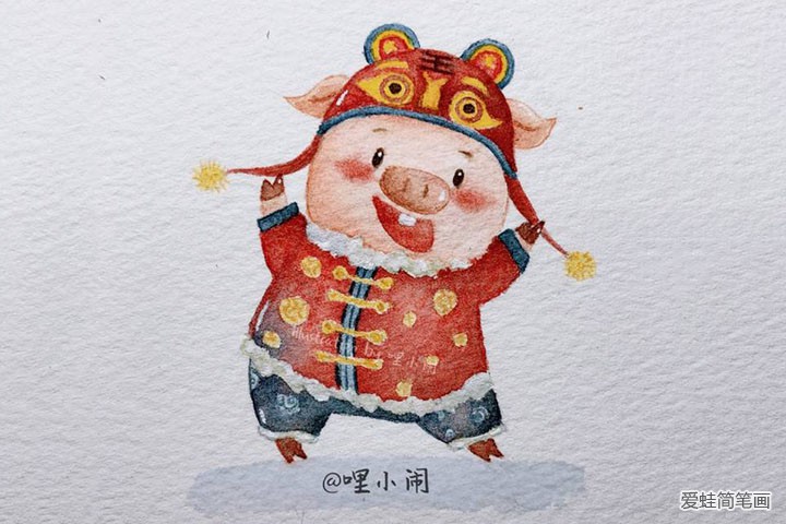 九只小猪贺新年插画图片5