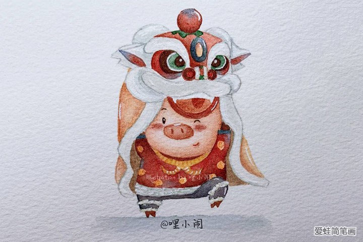 九只小猪贺新年插画图片4