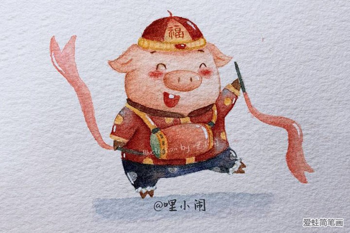 九只小猪贺新年插画图片8