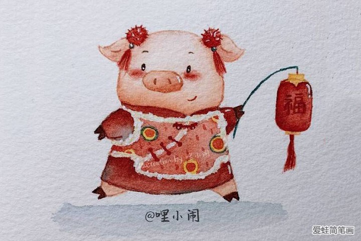 九只小猪贺新年插画图片1