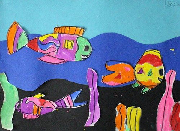 简单易画的海底世界儿童水彩画作品欣赏-海底景象