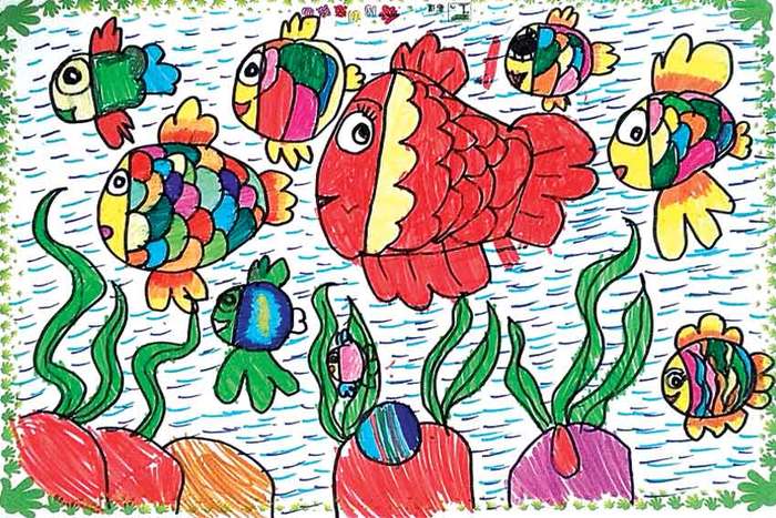 幼儿园儿童画美丽的海底世界作品欣赏