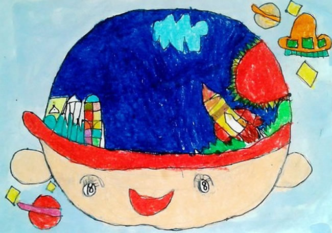 创意畅想未来主题儿童画作品-我心中的未来世界