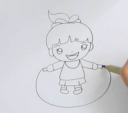 跳绳的小女孩简笔画怎么画简单漂亮