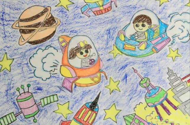 畅想未来科技儿童科幻画作品欣赏 - 未来太空生活