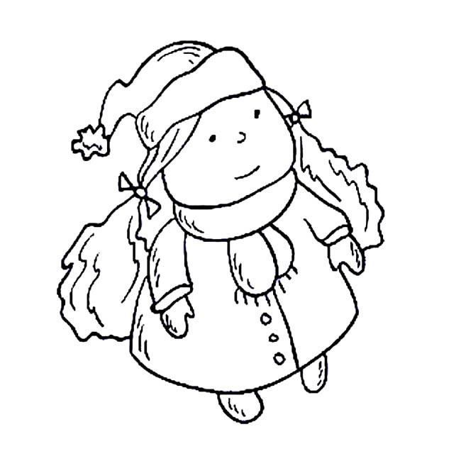冬天的小姑娘简笔画图片