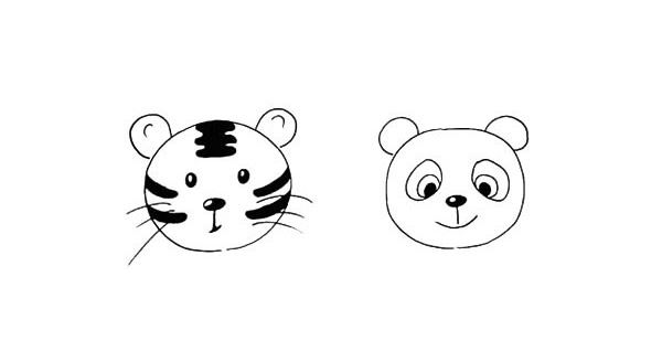 老虎和熊猫头像简笔画