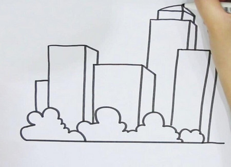 高楼大厦怎么画彩色简笔画简单又好看