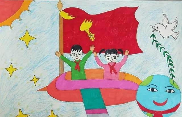 庆祖国70华诞国庆节主题儿童画