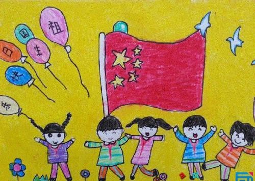 建国70周年欢度国庆节小学儿童画作品图片