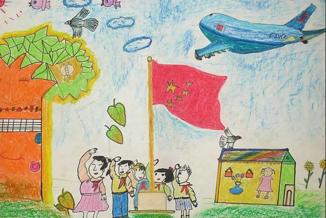 庆祝国庆70周年儿童画作品图片