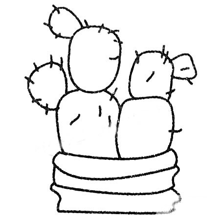仙人掌盆栽简笔画图片