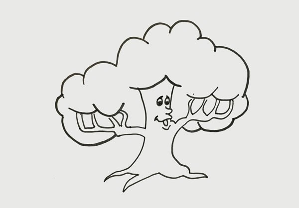 大树怎么画简单又好看_可爱的卡通大树简笔画步骤图片