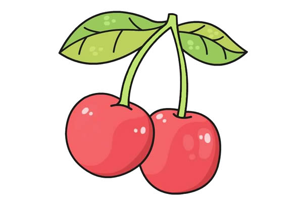 水果樱桃简笔画彩色画法步骤图片