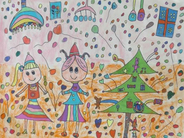 2019圣诞节儿童画手绘创意图片