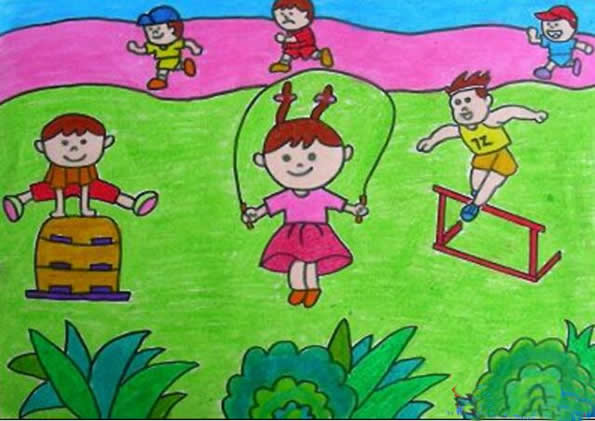 小学春季运动会儿童画主题优秀绘画作品