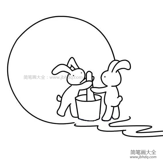 捣药的玉兔简笔画图片