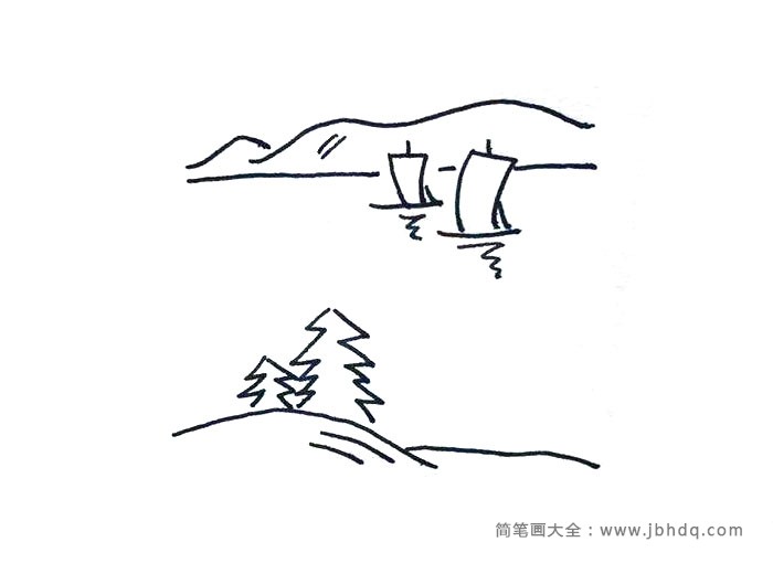 超有意境的风景简笔画3