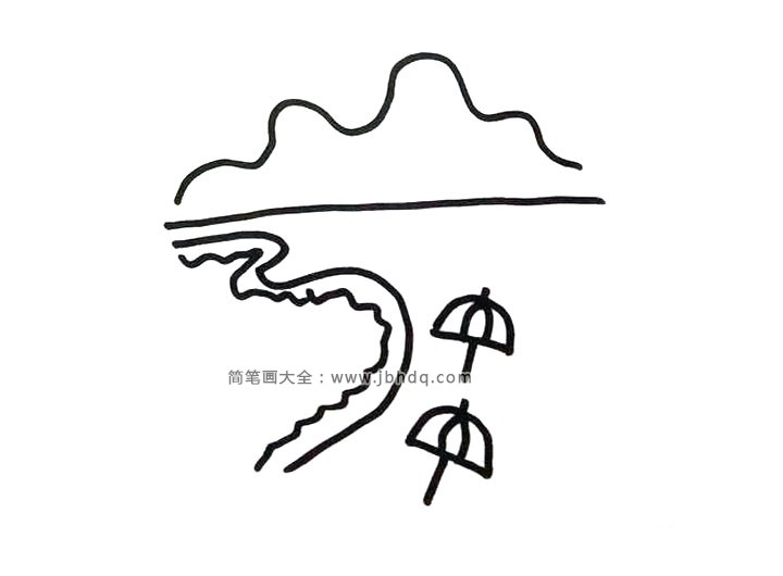 简单漂亮的海上风景简笔画6