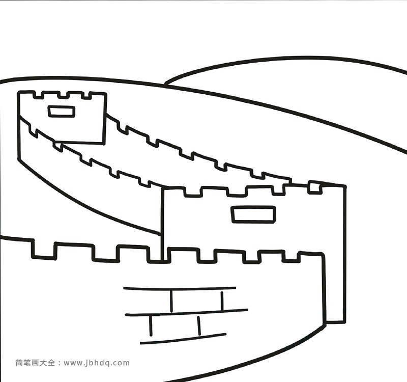 雄伟的长城风景简笔画1