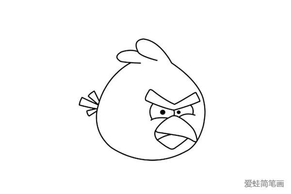12.接下来我们用马克笔在画好的草图上勾画出愤怒小鸟的整体轮廓，等墨水干后用橡皮擦擦掉铅笔的素描线条。