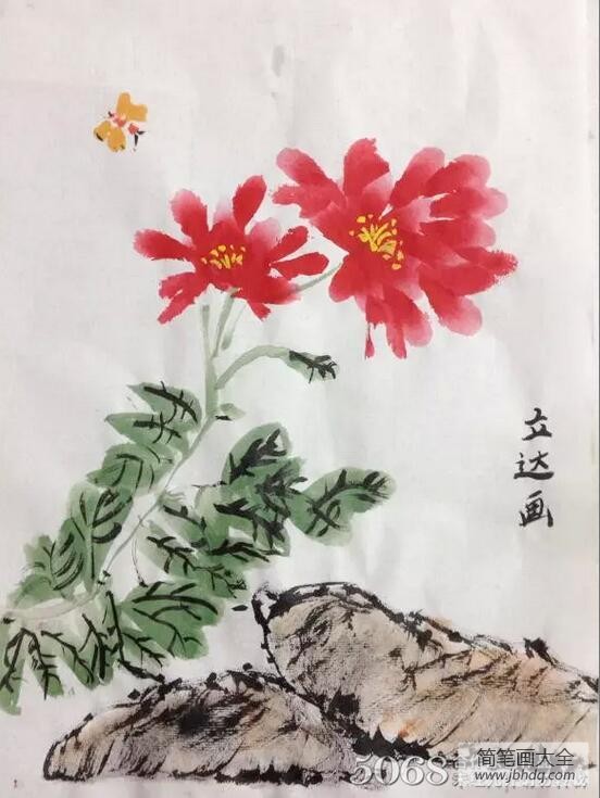 春花和蝴蝶儿童水墨画春天作品赏析