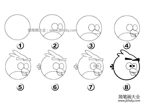 愤怒的小鸟简笔画教程