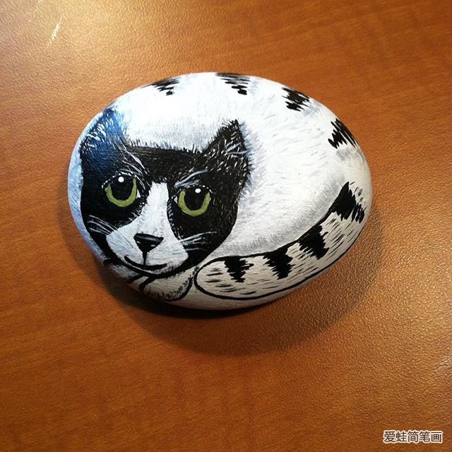 猫咪石头画