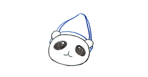 1.画大熊猫的帽子和脸部轮廓