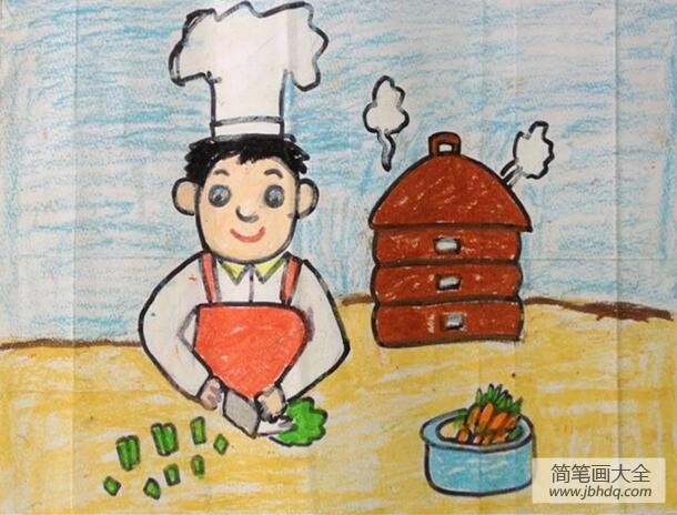 快乐的大厨劳动节简单图画作品赏析