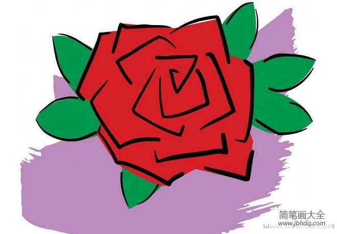 手绘红色大玫瑰花