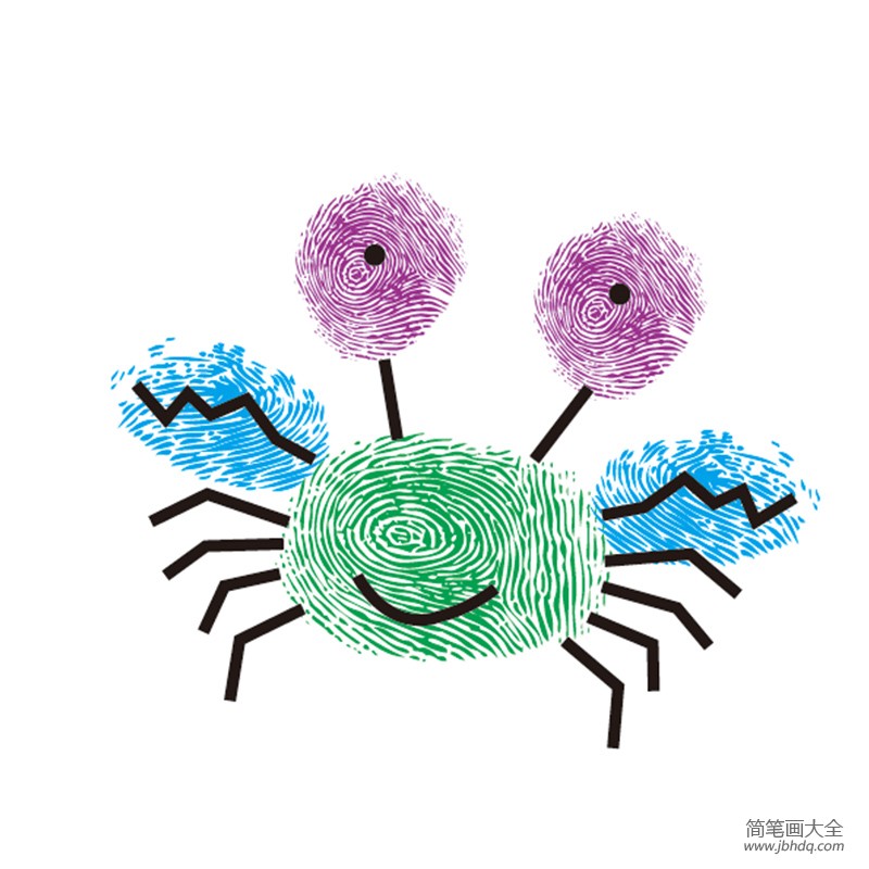 可爱的螃蟹指印画作品
