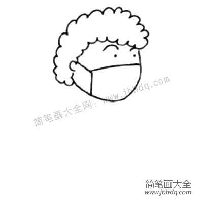 2.画出两点当做眼睛，再画上一只大大的口罩