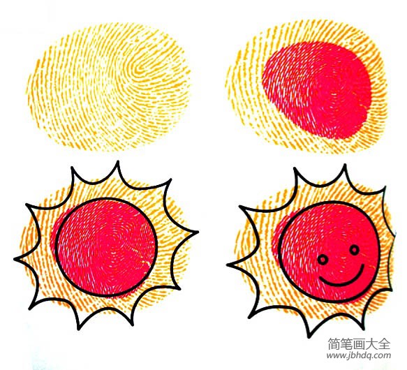 可爱的太阳公公儿童拇指画创意作品