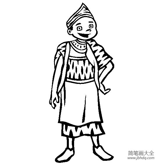 世界民族服饰简笔画 喀麦隆小男孩简笔画图片