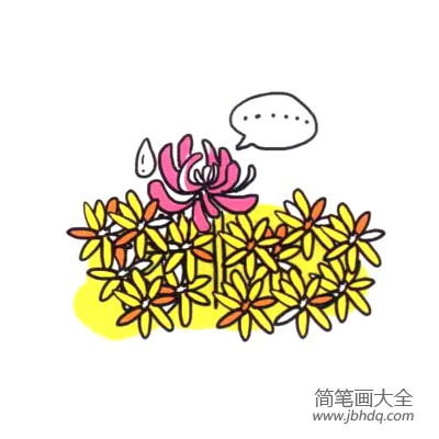 四步画出可爱简笔画 菊花盛开秋天到