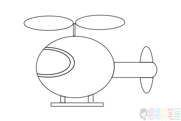 卡通直升机简笔画画法步骤图片