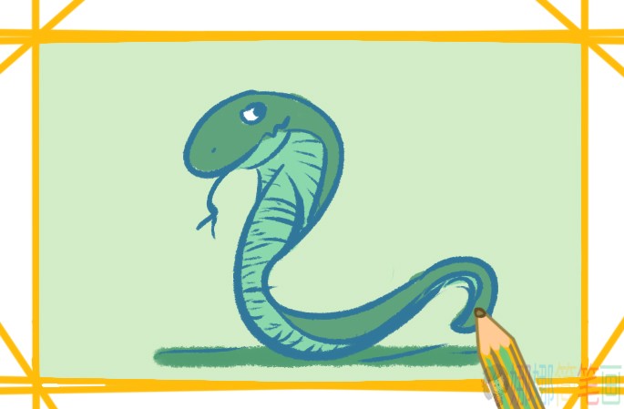 凶猛的蛇简笔画画法步骤图片教程