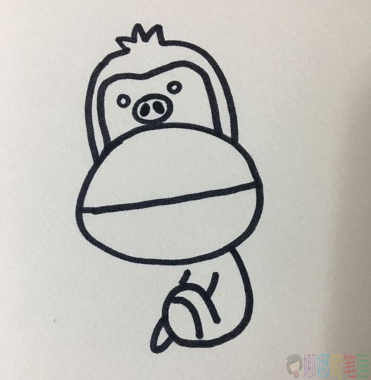 可爱的大猩猩简笔画怎么画,大猩猩简笔画画法教学步骤（二）