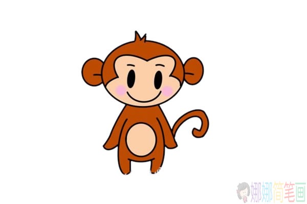 小猴子简笔画画法,猴子儿童画