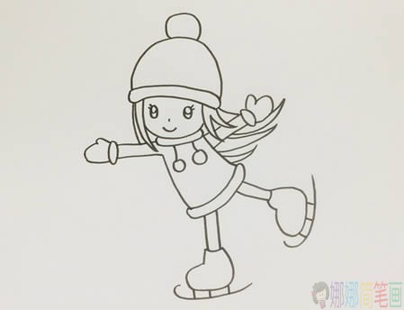 滑冰的小女孩人物简笔画教程