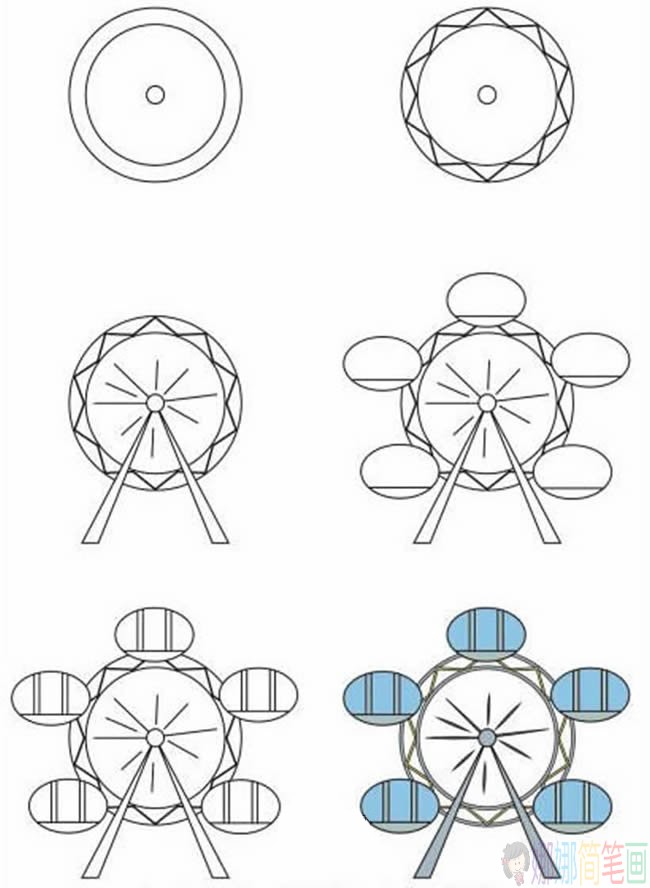 摩天轮儿童简笔画图片