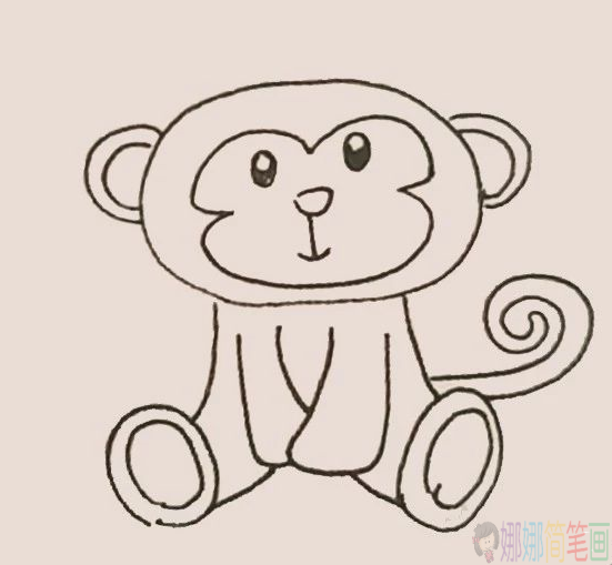 小猴子简笔画,儿童画猴子怎么画