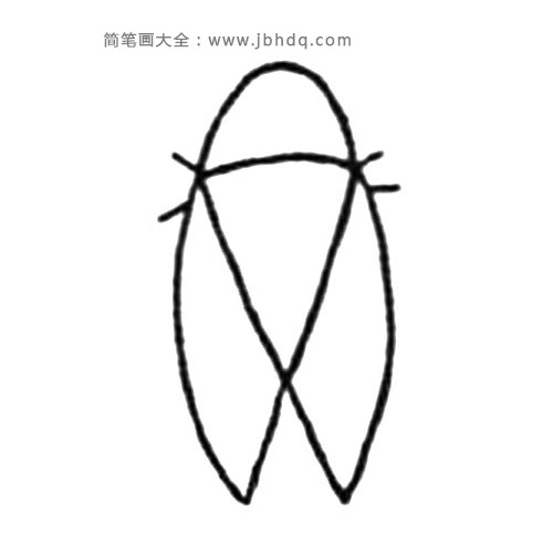 2.再画蝉的四只脚，和两只大大的翅膀。