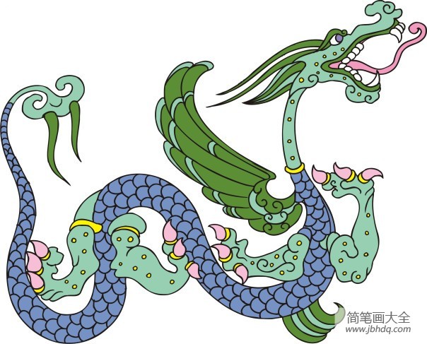 龙的简笔画 彩色中国龙简笔画图片